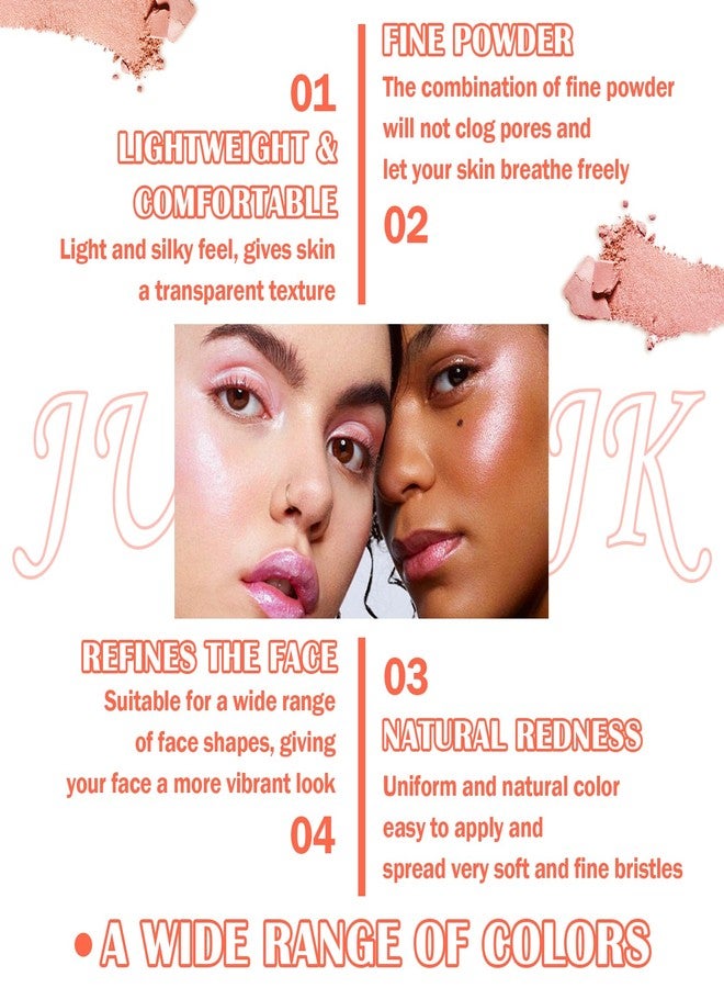 JunKuJk 6 Color Shimmer Silky Matte Blush & Contour Highlighter Set With Makeup Brush - Image 4